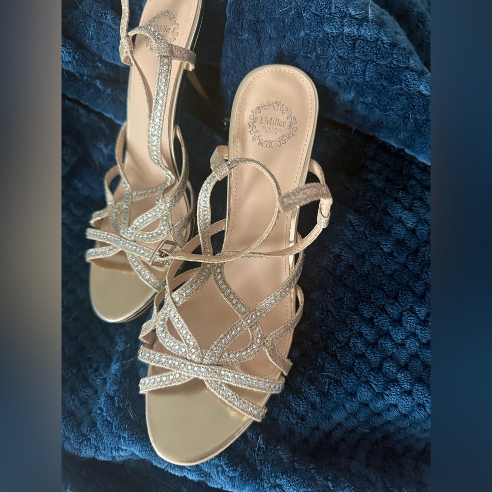 Women's Gold Strappy Heels